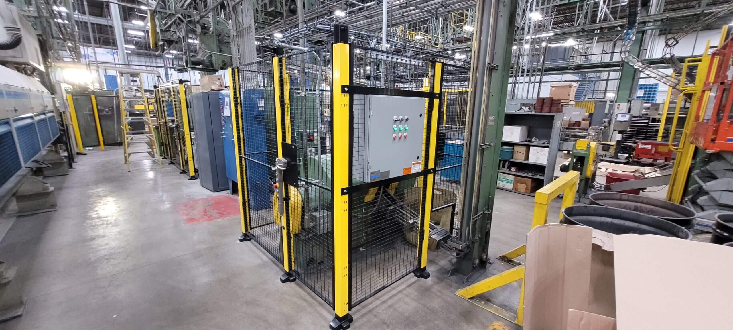 Safety fencing and controls for a packaging provider