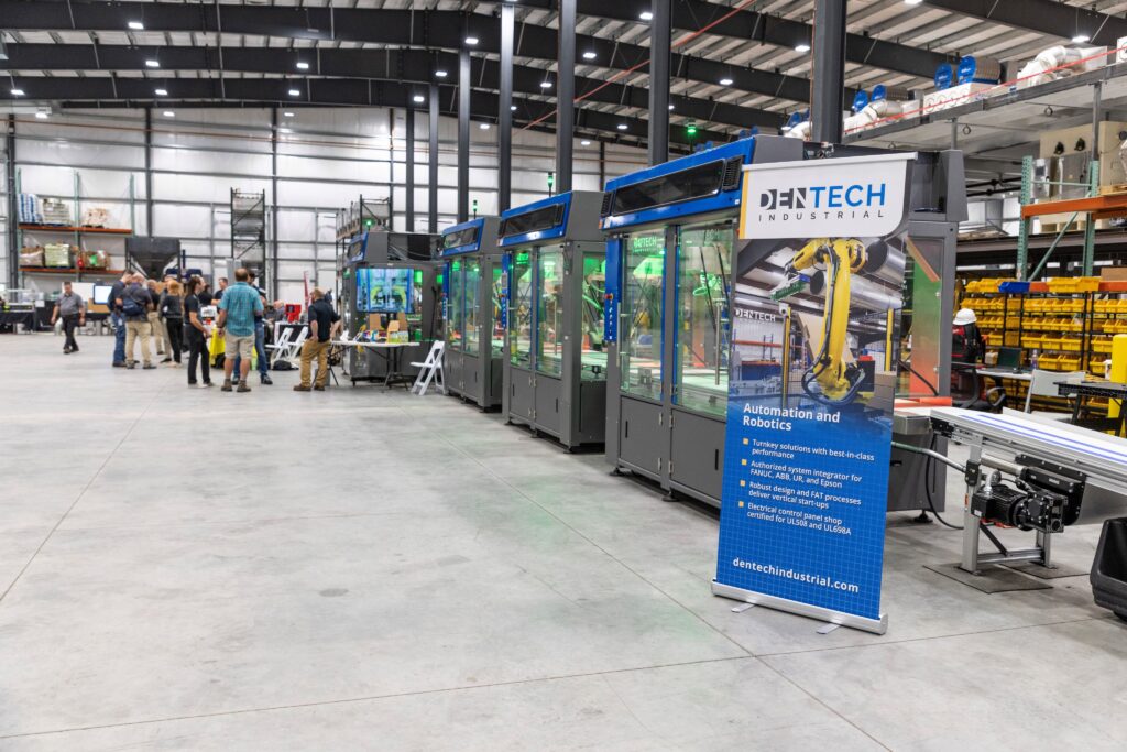 An automation line in a warehouse during the food manufacturing and automation event