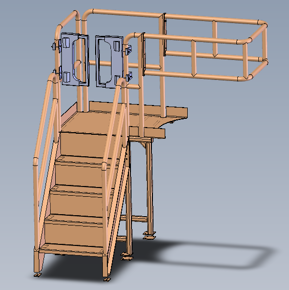 3D model of stainless-steel platform (front view)