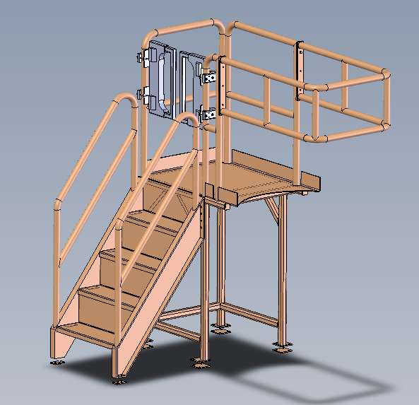 3D model of stainless-steel platform (side view)