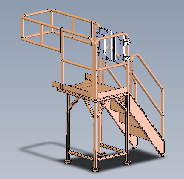 3D model of stainless-steel platform (back view)